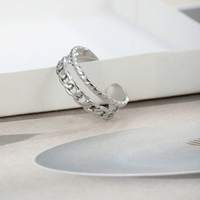1 Bague unisexe tendance en acier inoxydable, double ligne, style éternité, à empiler sur les phalanges