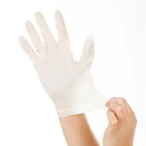 Guantes de examen de látex de alta elasticidad de Color Natural barato GMC, caja de 100 piezas, guantes de látex desechables sin polvo