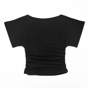 Viviblook Y26TP061 Camiseta de Verano para Mujer, Cuello Redondo, Color Sólido, Plisada, Manga Corta, Informal - Product Image 6