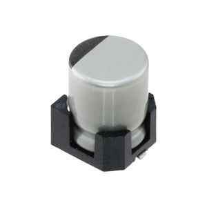 Condensador Original de 100 uF de Montaje Superficial, Aluminio, 100UF, 20%, 25V, SMD, UUE1E101MNS1GS - Product Image 1