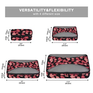 Custom Logo Luggage Organizer Hawaii Anthurium Storage Bag Basics 4 Piece Travel Compression Packing <b>Cubes</b> Set for Travel - Product Image 4