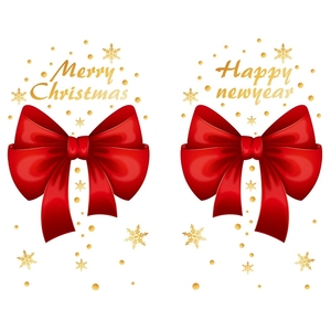 Autocollants de <span class=keywords><strong>Noël</strong></span> en forme de nœud rouge pour fenêtres, décorations de vacances, adhésifs pour vitres, <span class=keywords><strong>film</strong></span> pour fenêtre givrée pour porte d'entrée, décoration d'hiver - Product Image 6