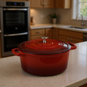 Kela Calido Roasting <b>Pan</b> Red Enamel <b>Cast</b> Iron With Lid For Oven Use - Product Image 3