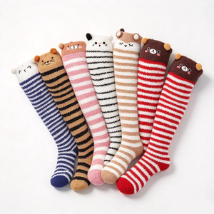 <b>Women</b> <b>Knee</b> <b>High</b> Striped Thermo <b>Socks</b> With Animal Faces Plush Knitted Warm Winter Over The <b>Knee</b> <b>Socks</b> For Daily Wear - Product Image 1