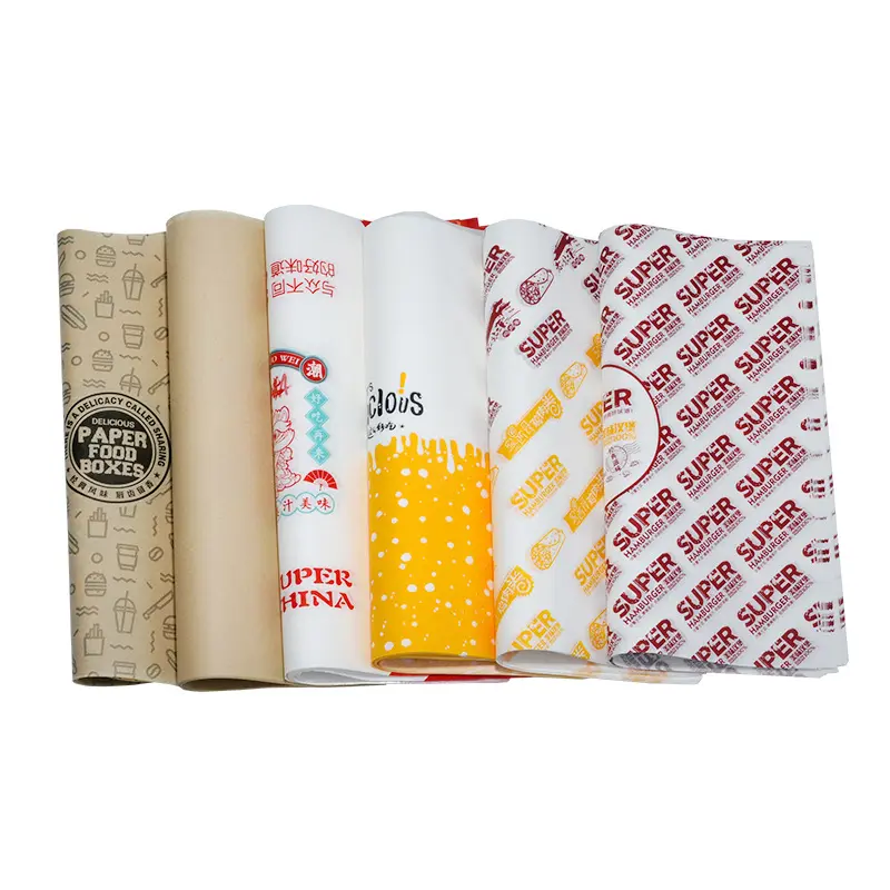 Customized Printed Sandwich Wrap Paper Fast Food Greaseproof Paper For Burger Wrapping