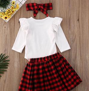 Conjuntos de Ropa Navideña para Niños, Ropa de Bebé, Traje de Falda a Cuadros de Santa Claus para Niñas, Hecho en China - Product Image 2