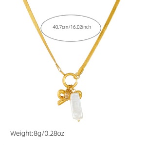 Vendita calda temperamento da donna gioielli di moda oro acqua ristenza cuori archi removibile ciondolo ciondolo in acciaio inox collana - Product Image 4