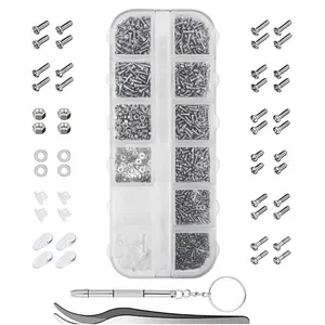 Eyeglass Glasses Spectacles Tiny Screws Nut Washer Assortment and Nose Pads Repair Tool Kit Set