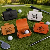 Pochette à balles de golf en cuir PU gravée avec logo personnalisé, sac de rangement portable pour tees de golf, mini porte-balles de golf, cadeau pour golfeurs