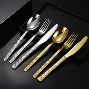 Nuovo Set di posate in oro per uso alimentare in acciaio inox posate argenteria con manico forgiato per cucina di <span class=keywords><strong>casa</strong></span> ristorante - Product Image 3