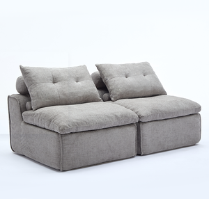 Canapé modulaire sans accoudoirs, à assembler soi-même, tissu chenille, fauteuil-canapé avec coussin pour le cou et le dos - Product Image 6