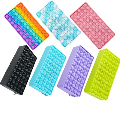 Силиконовый Эластичный пенал с пузырьками, силиконовая игрушка для детей, супер большая сумка для карандашей