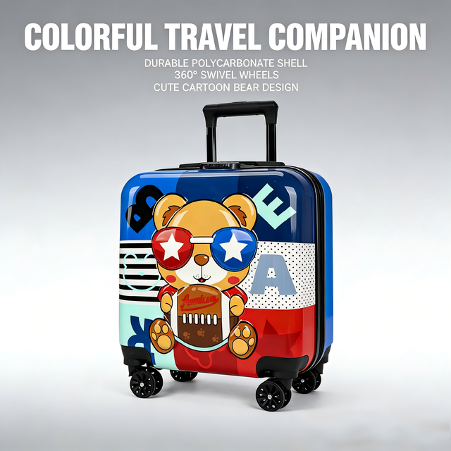 Kids Luggage 3D Cartoon 18 Inch Hard Shell Spinner Wheels Children Carry on Suitcase With Lock for Travel Gift Wholesale