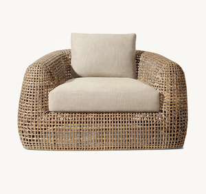 مجموعة ساساني للفناء الحديقة في الهواء الطلق المعاصرة المصنوعة يدويا كل حالات الطقس راتنج ويكر جيميني كرسي استراحة - Product Image 2