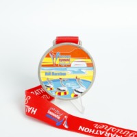 Médailles de finisseur de demi-marathon personnalisées en alliage de zinc 3D avec émail souple et ruban imprimé pour les festivals de course