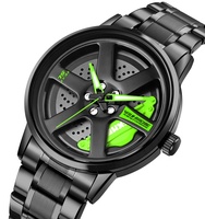 Montre Sportive Homme Personnalisée en Gros, Design Créatif Unique, Quartz, Marque, Rouge, Étanche, avec Cadran en Forme de Jante de Voiture