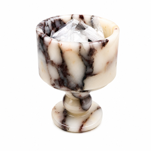 Portacandele NANWEI in Pietra Naturale Calacatta Viola Turca con Base a Doppia Sfera, Supporto per Candele Tealight con Venature Viola - Product Image 6