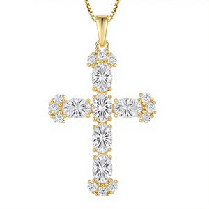 Di alta qualità Design con ciondolo a croce fantasia pieno di gioielli 925 in argento Sterling collana Custom collana produttori - Product Image 1