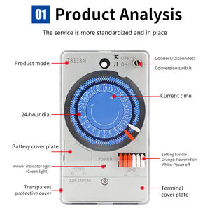 TB118N 24 horas Interruptor de tiempo mecánico Temporizador de relé 220VAC Tipo de motor de cuarzo Memoria de corte de energía - Product Image 2