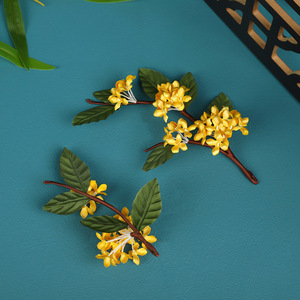Conception originale, patrimoine culturel immatériel, épingle à cheveux classique artisanale en or enroulée de fils, motif osmanthus, pour Hanfu et cheongsam - Product Image 4