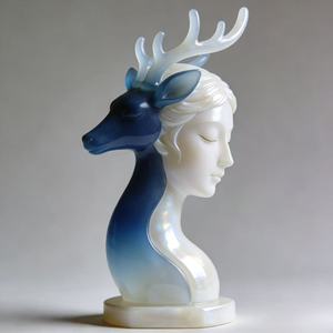 Escultura de <span class=keywords><strong>la</strong></span> Serena Convivencia entre Humanos y Ciervos: Escuchando el Viento y Admirando <span class=keywords><strong>la</strong></span> Luna, Fundida por Bozhiyi - Product Image 2