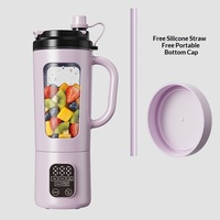 Mixeur Portable Numérique avec Tasse, Broyeur à Glace, Extracteur de Jus, Rechargeable USB, avec Paille et Couvercle Inférieur, pour Smoothies, Logo Personnalisé Disponible