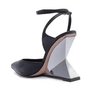 Custom Strange Heel Shoes produttore donna Slingback cinturini alla caviglia tacco décolleté personalizzati argento speciale scarpe con tacco a zeppa