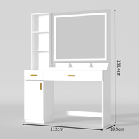 Table de maquillage de luxe Hanyee avec grand miroir, lumières LED, coiffeuse moderne pour chambre à coucher, table à langer avec rangement pour la maison