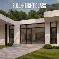 Fenêtre en aluminium pleine hauteur, fixe, à double vitrage thermiquement coupé, pour la construction de villas modernes (vente en gros)