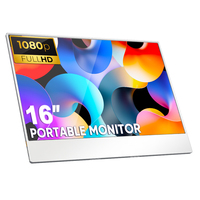 Monitor LCD Portátil Ultrafino de 16 Pulgadas Personalizado, Aleación de Aluminio, Panel IPS 1080P, Interfaz Tipo-C para Laptop