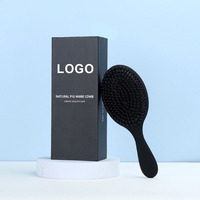 Brosse démêlante personnalisée avec logo, en poils de sanglier naturels, pour extensions de cheveux, utilisation sèche et humide, pour cheveux bouclés, brosse à cheveux pour femmes