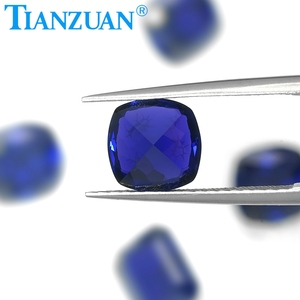 Garnet d'yttrium-aluminium de forme coussin de couleur <span class=keywords><strong>bleu</strong></span> royal cultivé en laboratoire avec des inclusions, pierres précieuses en vrac - Product Image 5