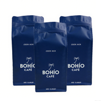 Sachet plat en papier kraft brun avec soufflet latéral, logo personnalisé, qualité alimentaire, biodégradable, 1 kg, café en grains, thé, une valve, thermoscellage