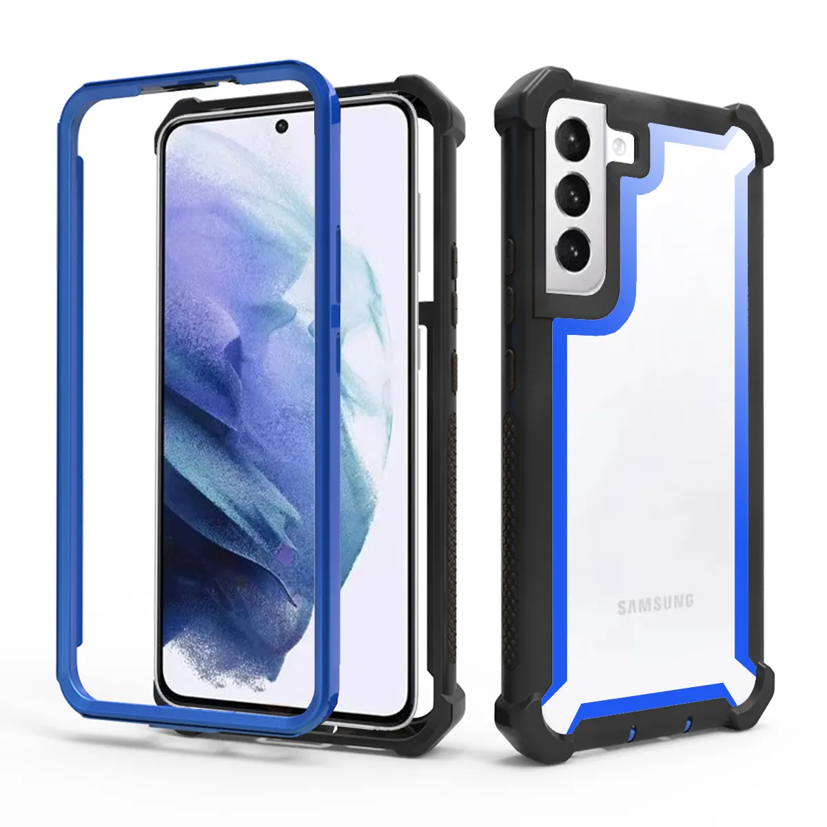 Full Body Phone Case For Samsung Galaxy A04 A14 A24 A34 A54 5G Rugged Bumper Clear Square Shockproof Glass Case