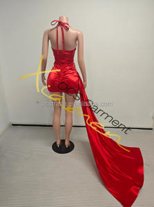 Ocstrade منتجات رائجة للسيدات فساتين عيد ميلاد بحواف حمراء جميلة طويلة بحواف كبيرة للنادي بحمالة رقبة - Product Image 5