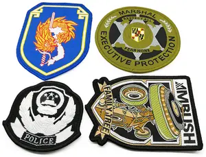 Custom Logo Iron-on Sewing Heat Transfer Embroidery Patches Hook And Loop For Clothing