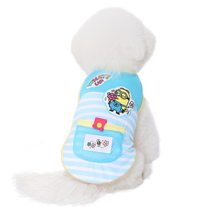 Hoopet Minions Pet Clothes <b>Small</b> Dog Cat Spring Summer Striped Sun Protection Shirt Cute Thin Cooling Apparel - Product Image 1
