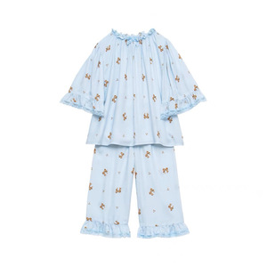 <span class=keywords><strong>Pigiama</strong></span> da ragazza a manica lunga in cotone con fiocchi vestiti casa traspiranti per la primavera autunno tuta da bambino 2 pezzi per bambini - Product Image 4