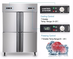 Congélateur-réfrigérateur vertical professionnel industriel en acier inoxydable à double zone 1000L 4 portes pour cuisine d'hôtel - Product Image 2