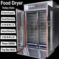 Déshydrateur alimentaire industriel sur chariot pour fruits, légumes, viande, saucisses chinoises, fruits de mer, piments, machine de séchage à 50 plateaux, 5000W