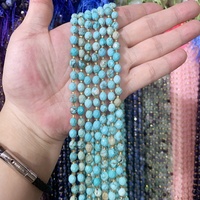 Sodalite naturelle Turquoise 6X8mm forme d'oeuf à facettes perles en vrac pour bracelet à bricoler soi-même collier boucles d'oreilles pendentifs accessoires