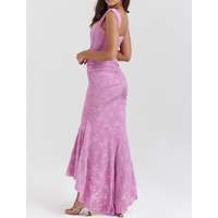Robe longue queue de poisson sexy et élégante pour femme, en jacquard, avec motif arêtes de poisson, idéale pour l'été, pour les femmes tendances