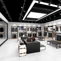 Présentoir de Magasin de Vêtements en Métal Personnalisé pour Costumes Homme avec Support Mural pour Vêtements et Comptoir d'Exposition