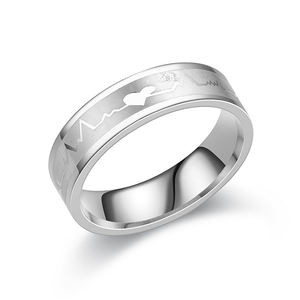 Anillo de Acero Inoxidable 316L Plateado con Diseño Romántico de Latidos del Corazón, Promesa de Amor Eterno para el Día de San Valentín - Product Image 6