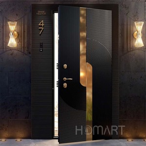 Porte d'entrée double style français Skyland en bois avec pivot en fer forgé et vitrage en fibre de verre et acier - Product Image 2
