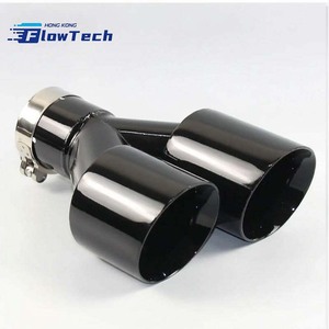 Tubo en Y FlowTech negro con doble salida de escape, borde soldado de doble capa y corte angular para coche universal – SS304, salida 1 a 2 - Product Image 4
