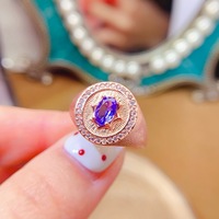 Factory LOW MOQ OEM ODM 925 Sterling Silver Natural Tanzanite 18k Gold Rhodium Minimalist Exaggerated Woman Wedding Party Ring