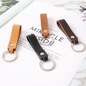 Porte-clés de voiture pour la maison, pour femmes, hommes, amoureux, porte-clés de voiture couleur unie, porte-clés en cuir vintage - Product Image 5