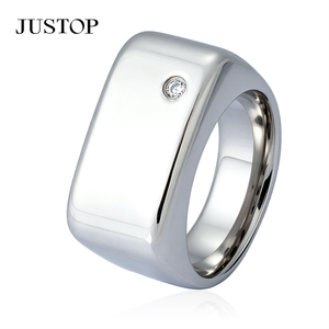Bague croix en acier inoxydable pour homme JUSTOP, incrustation d'onyx noir, style punk, bague cocktail plaquée rhodium, 2,4 cm - Product Image 4