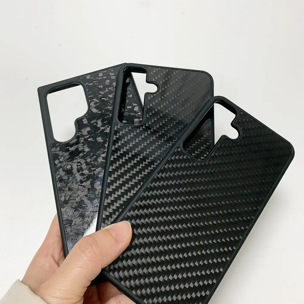 Casing ponsel serat karbon asli hitam matte mewah desain baru untuk Samsung galaxy S24 S24 ultra